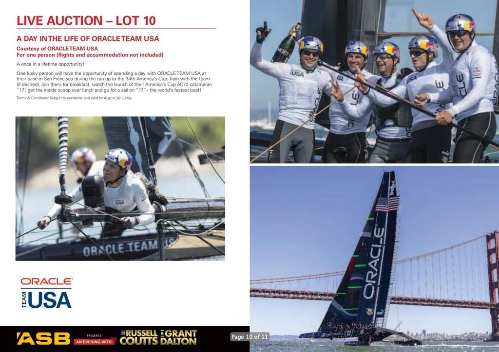 Auction Lot 10 - An Evening with Russell Coutts and Grant Dalton © SW